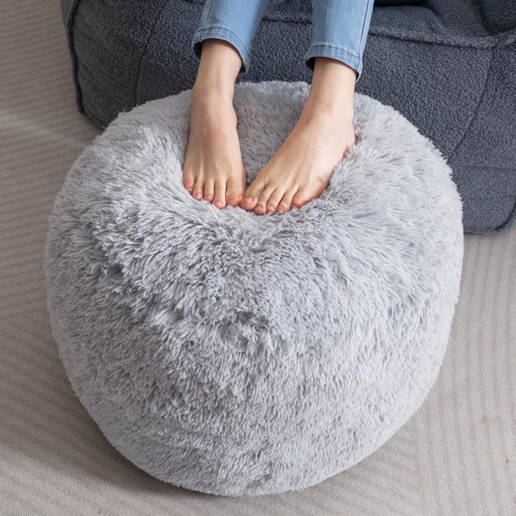 HIGOGOGO Plush Pouf Ottoman