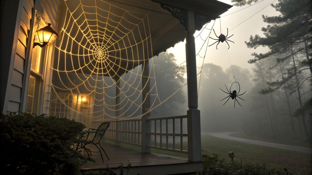 Oversized Spider Webs with Creepy Crawlers