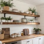 Reclaimed Wood Floating Shelves for Small Kitchen