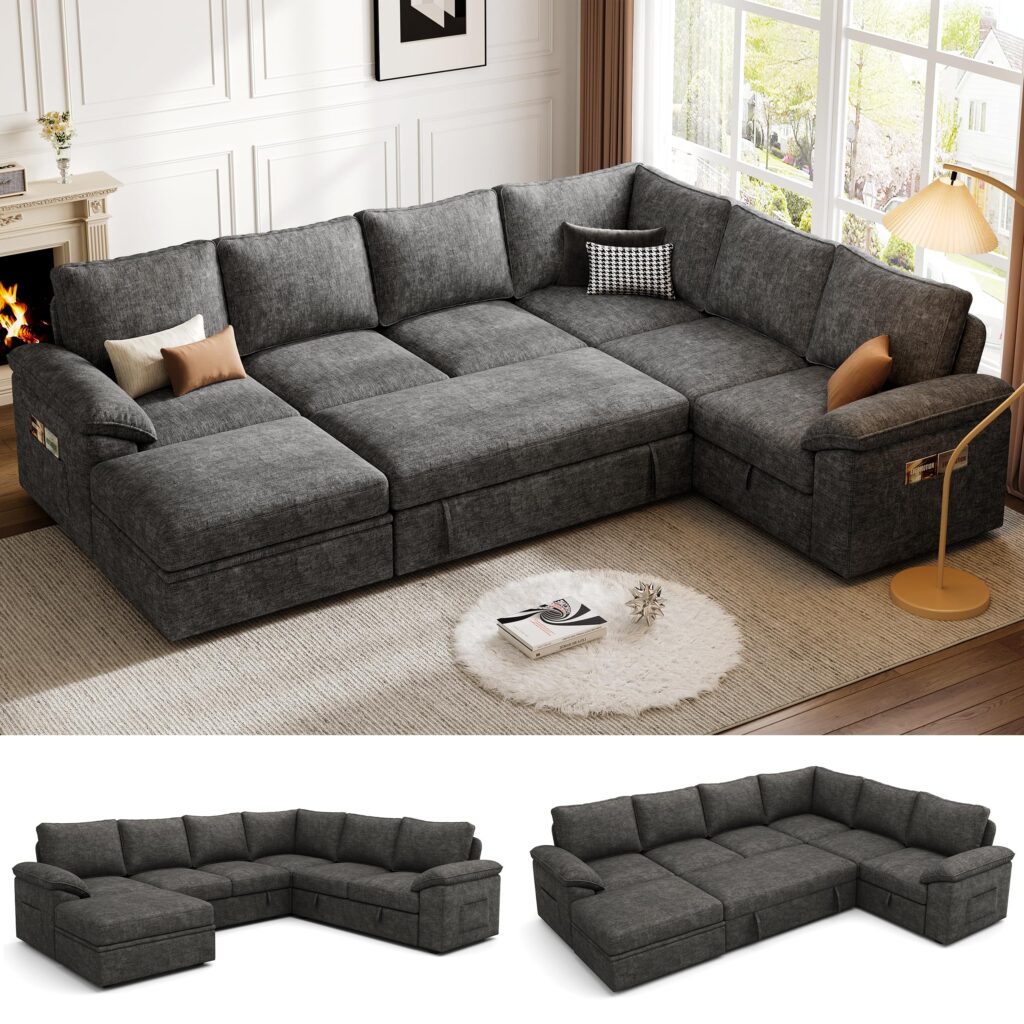 SUAWY 108 Inch Sectional Sleeper Sofa