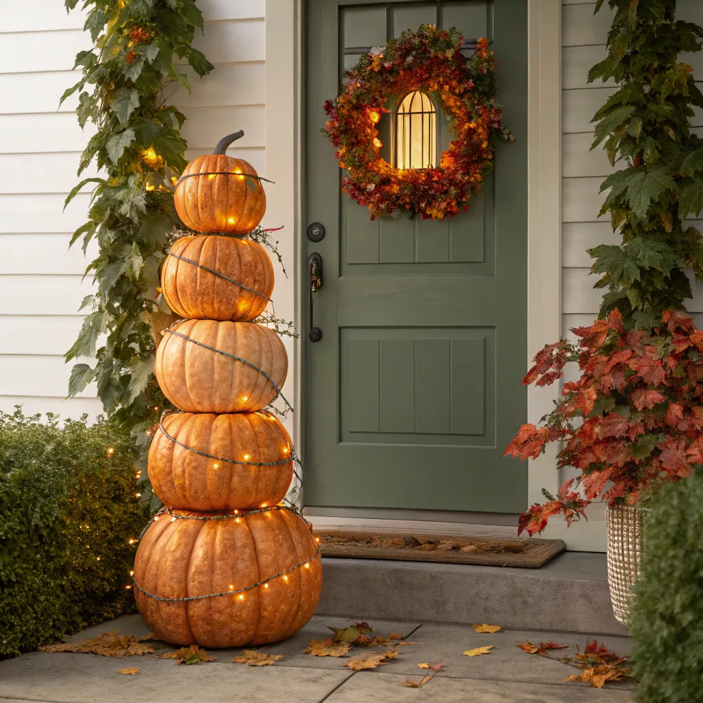 String Light Pumpkin Tower