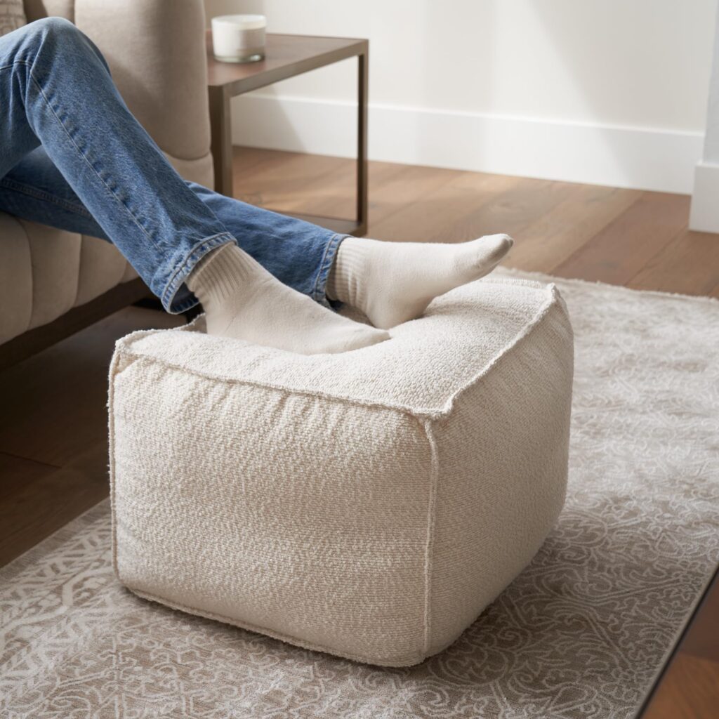 ZICOTO Bouclé Pouf Ottoman
