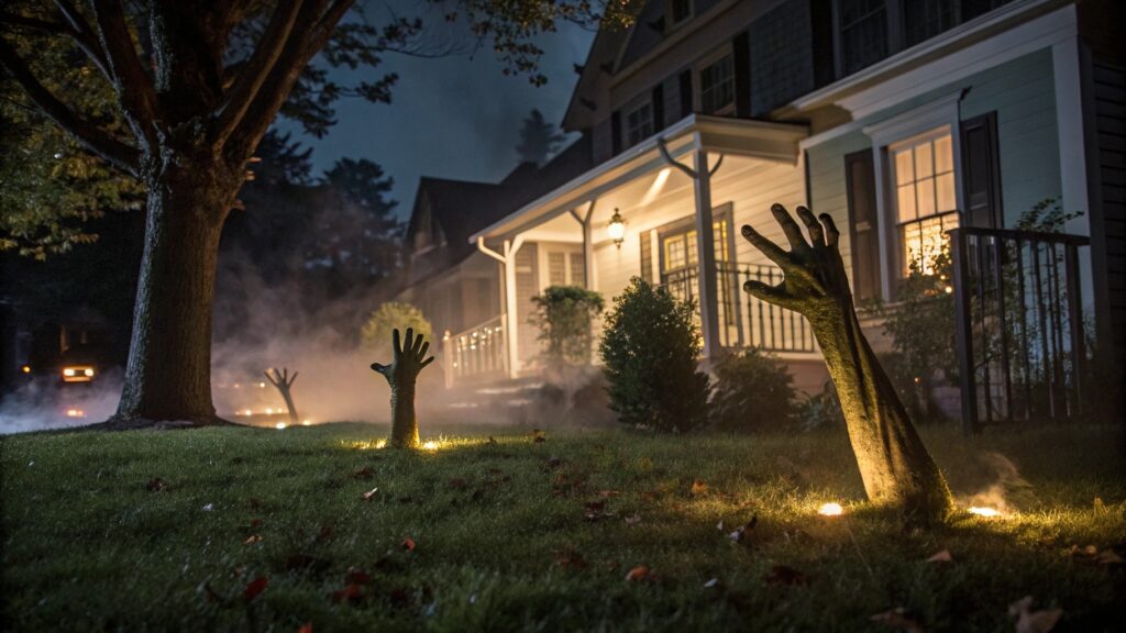 Zombie Hands Crawling from the Ground