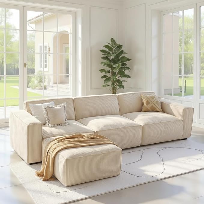 Amada 110" Cloud Sectional Couch with L-Shape Chaise