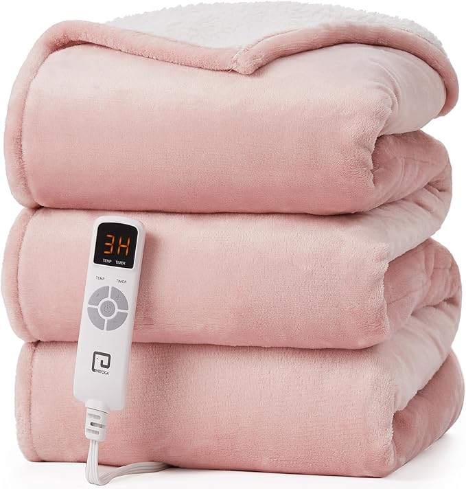 EHEYCIGA Pink Heated Blanket Electric Throw