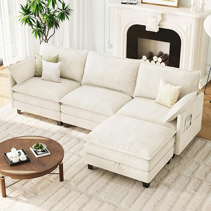 HOMYKA Modular Sectional Chenille Apartment Sofa