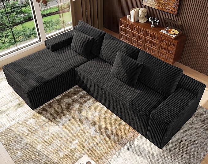 Oversized L-Shaped Boneless Corduroy Sectional