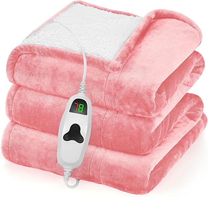 greenoak Electric Heated Sherpa Throw Blanket